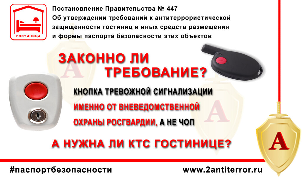 Паспорт безопасности гостиницы. Кнопка тревожной сигнализации