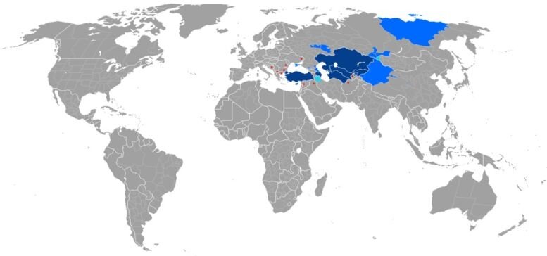 Τουρκικά κράτη και ορισμένες αυτόνομες περιοχές μη τουρκικών χωρών με τουρκικό πληθυσμό