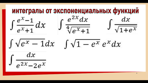 Интегралы от экспоненциальных функций Примеры