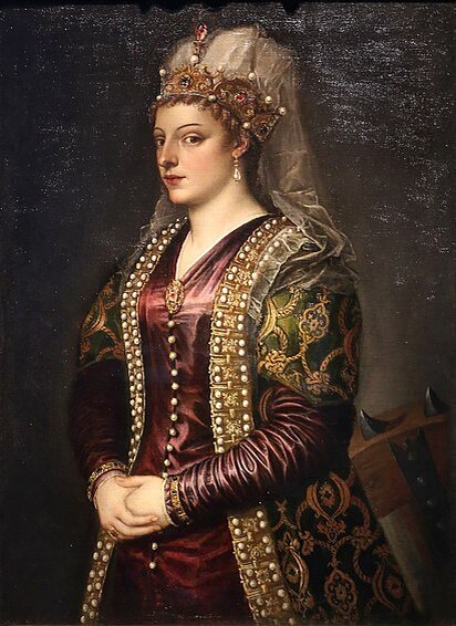 Королева Кипра, Иерусалима и Армении, а также «дочь Венецианской республики (дочь Святого Марка)». Иллюстрация из Wiki