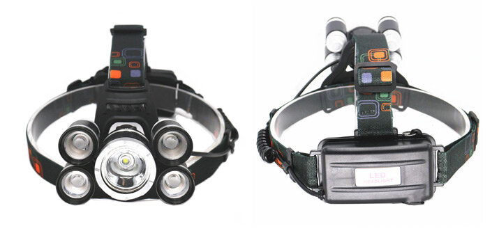 Мощный налобный фонарь на 5 диодах и двух аккумуляторах 18650