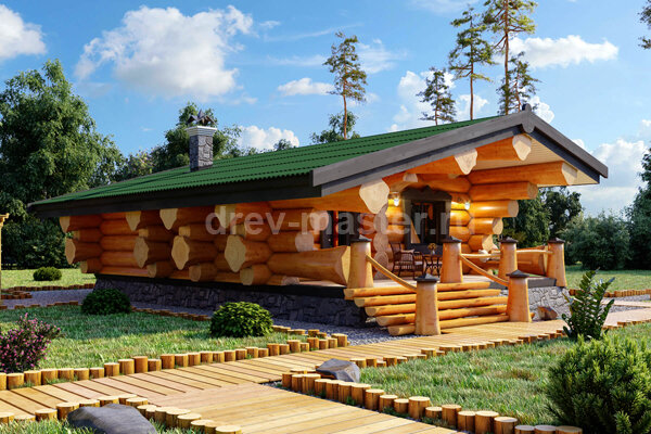 Компактность, 1 этаж, наличие террасы делают эту баньку практически универсальным решением.