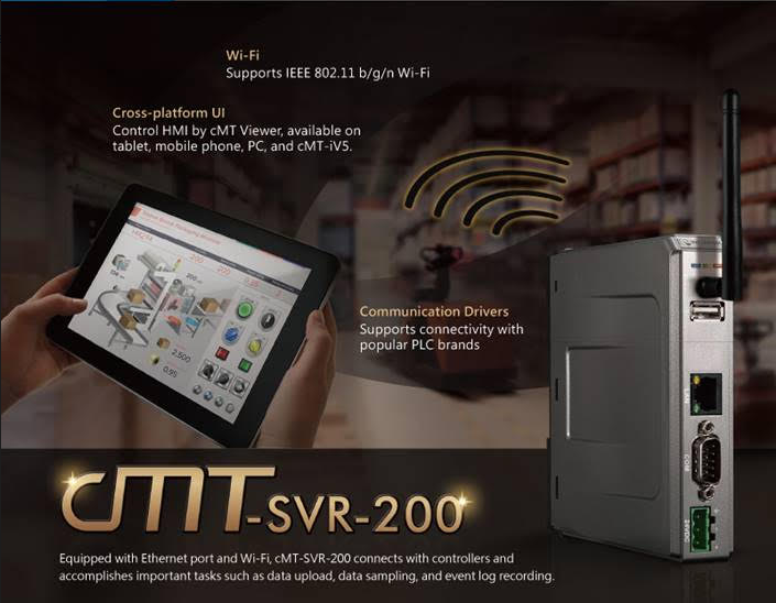  Программируемые панели оператора Weintek расширяются с увеличением возможностей, получают признание в приложениях IIoT, которые в значительной степени зависят от поддержки сетевых коммуникаций. Тем не менее, Weintek осознает, что не все фабрики были построены с учетом сетевых подключений. Во многих случаях установка сети является препятствием для обновления, когда необходимо выполнить установку на движущейся платформе. В таких случаях на помощь приходит подключение по Wi-Fi. В связи с этим компания Weintek представляет новую беспроводную модель cMT-SVR-200, которая основана на cMT-SVR-100 с добавленной возможностью подключения по Wi-Fi. 
