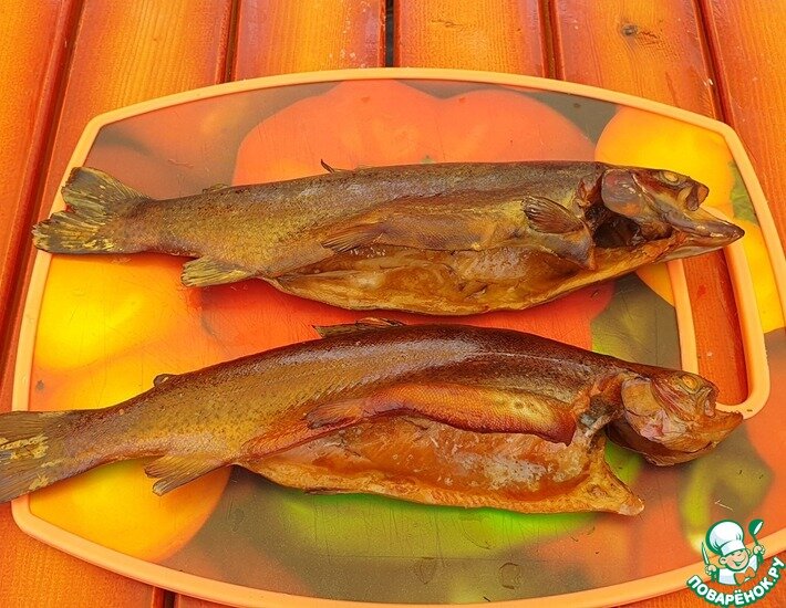 Очень вкусная радужная форель горячего копчения в коптильне с гидрозатвором, простой рецепт. Рыбка получается в меру соленая, в общем - на вкус идеальна (по крайней мере на мой и моей супруги). И прекрасный соус к рыбе на любой случай.