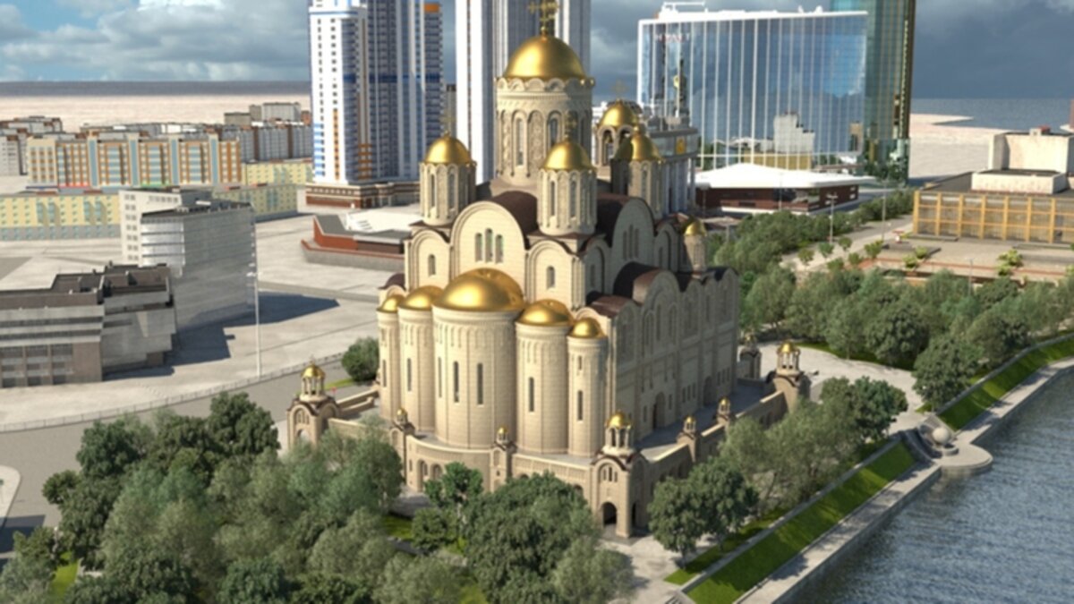 Фото из проектной документации. смотрим здания рядом и сзади храма.