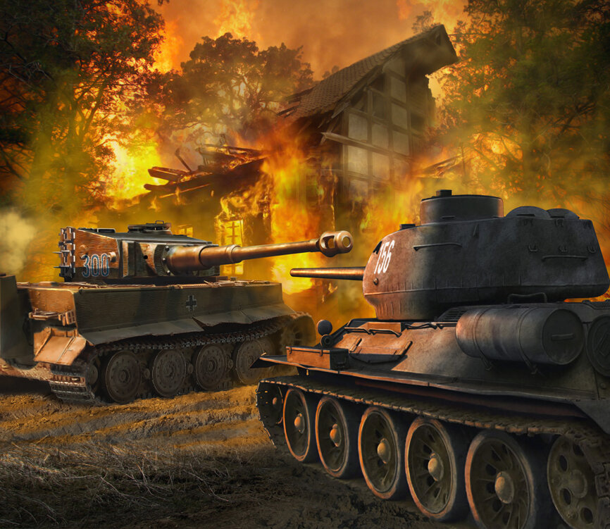 Фото танк тигр и т 34