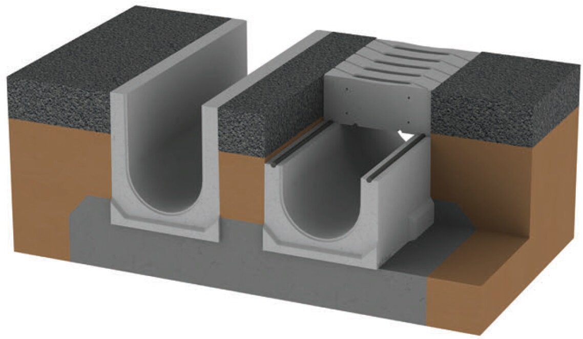 обойма лотка. обойма лотка. пескоуловитель бетонный оптима аквасток dn100. компенсатор к1 для водоотводного лотка. узел установки бетонных водоотводных лотков.