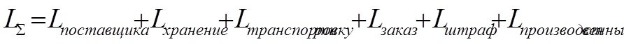 Общая формула совокупных затрат и стоимости владения