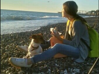 На пляже Мандарин, моя дочь и любимчик Джек.