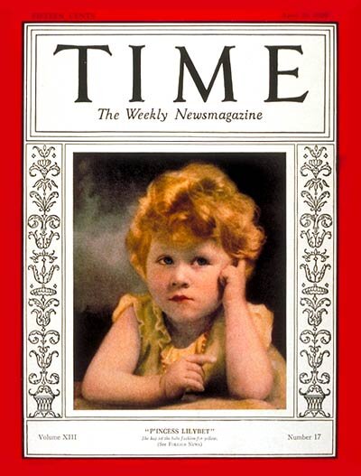 Принцесса Лилибет на обложке журнала «Тайм», 29 апреля 1929 года