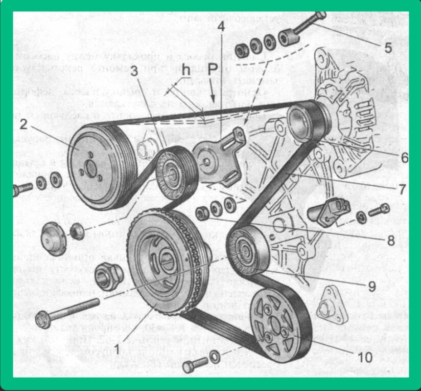 Схема натяжки ремня генератора нива шевроле