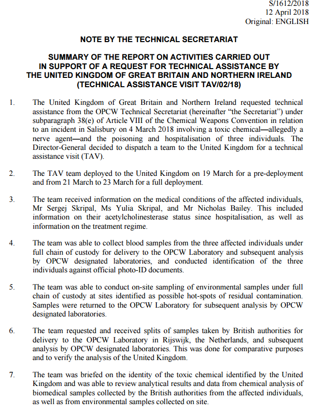 Доклад Организации по запрещению химического оружия