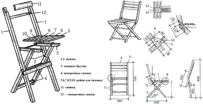 Складные стулья своими руками из дерева, чертежи