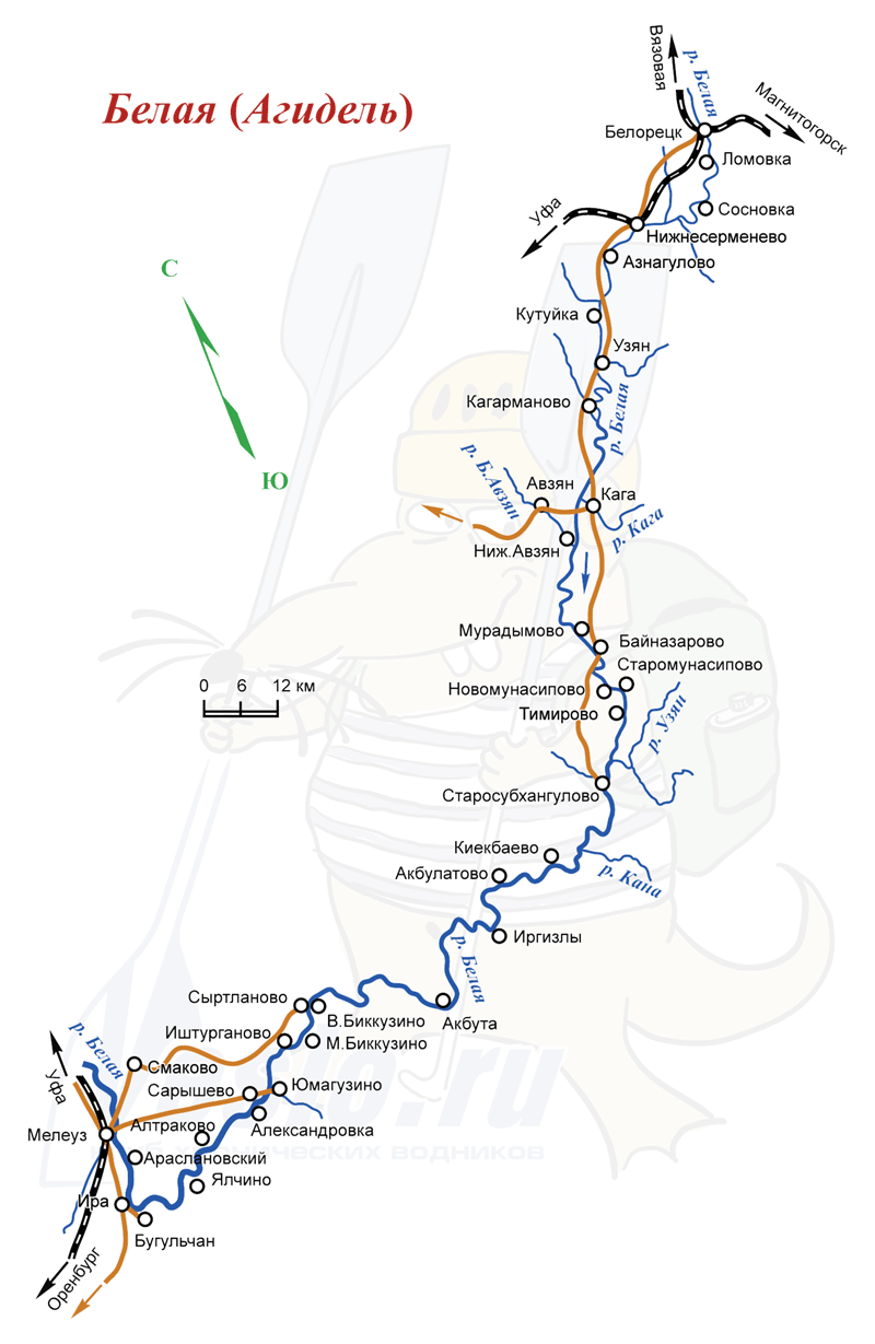 Карта река белая сплав