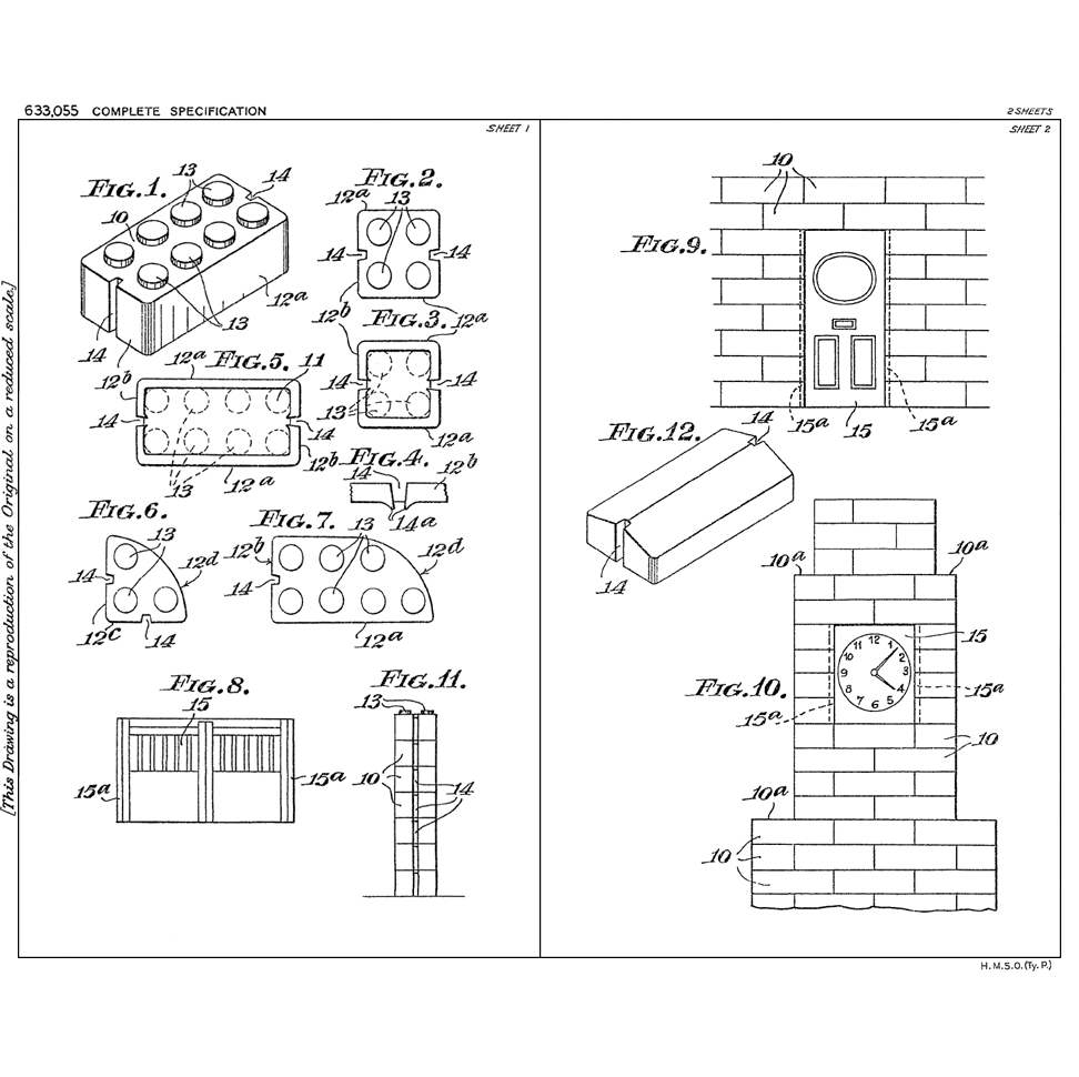 Патент Kiddicraft на кубик «The Self-Locking Building Brick»