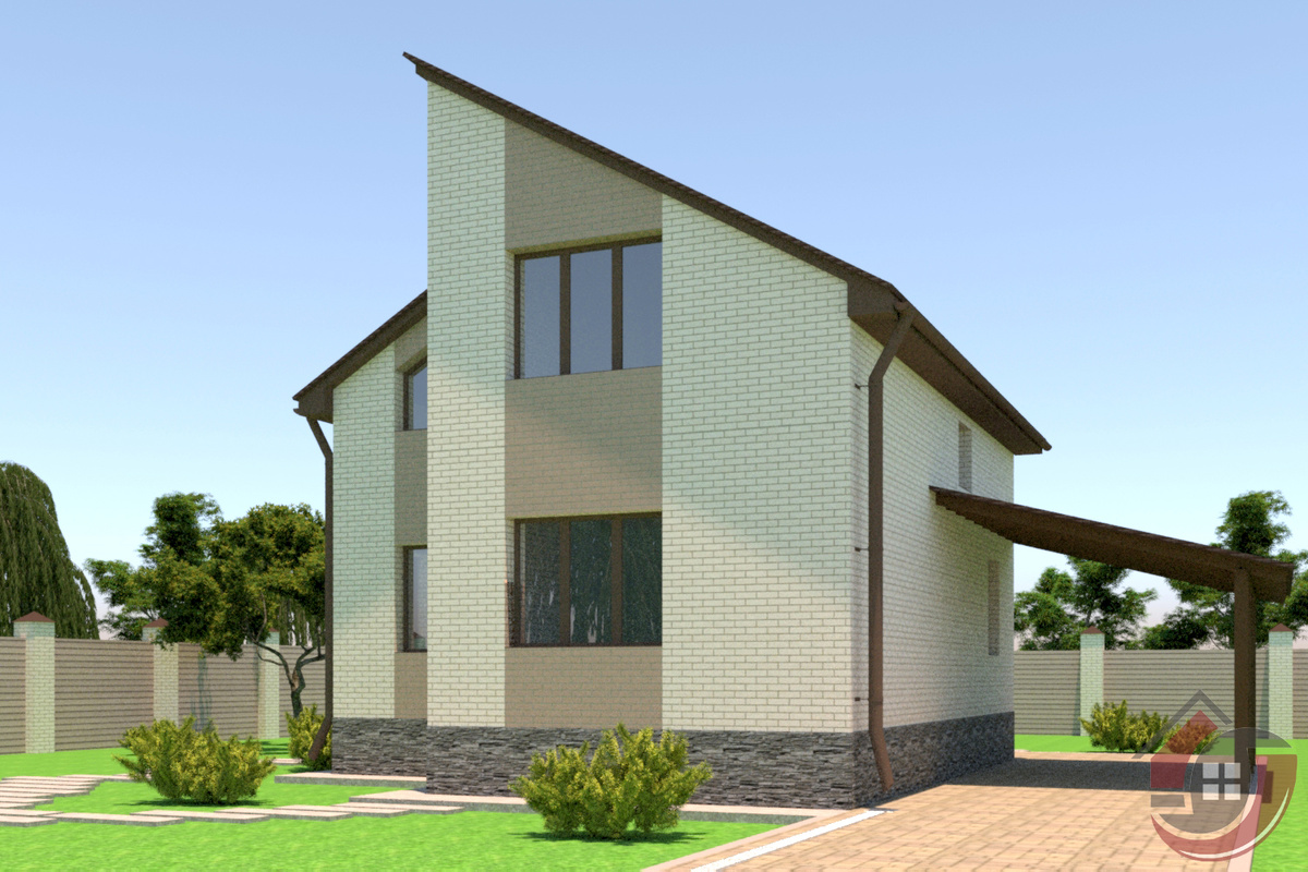 Внешний вид дома с навесом