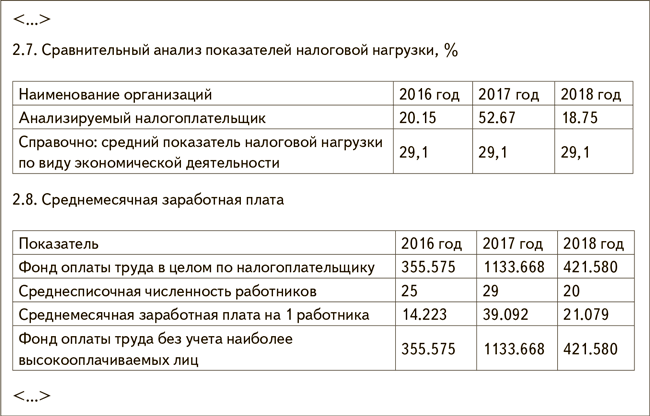 Фрагмент заключения по результатам предпроверочного анализа