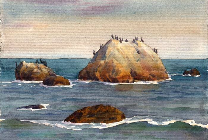 Как нарисовать скалы у моря