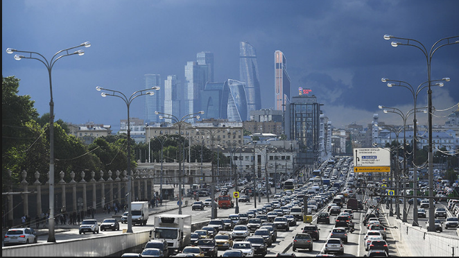 РИА Новости. Пробка в Москве на Садовом кольце.