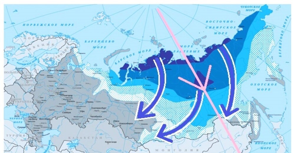 Карта мира сверху северного полюса