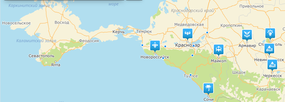 Карта городов и станиц Юга России. Фото из интернета