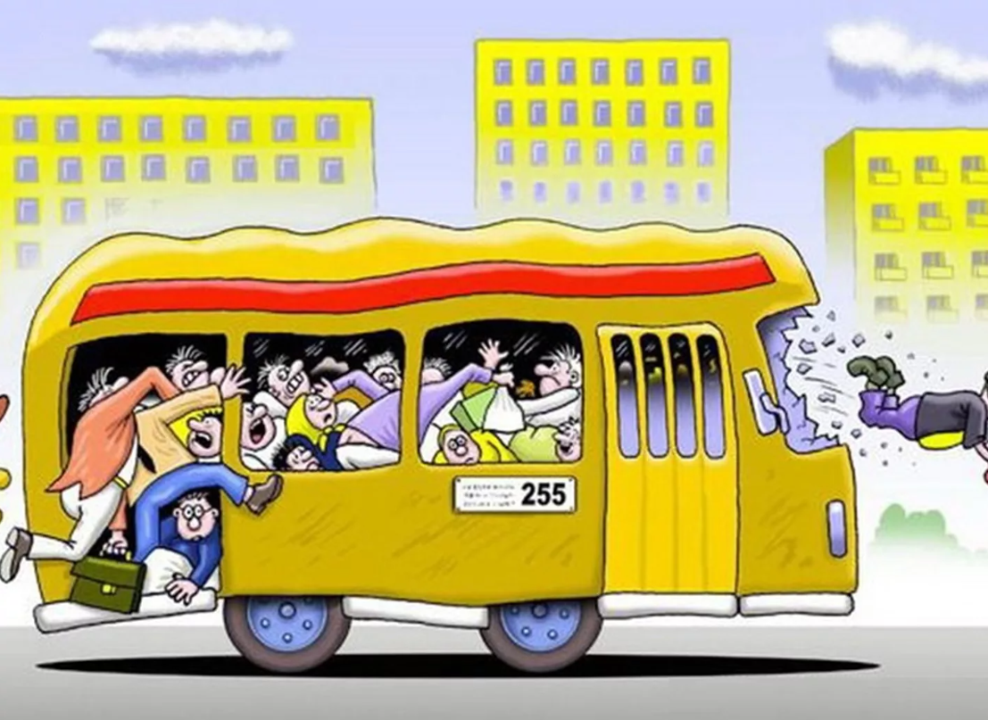 Поездка в маршрутном такси. Карикатура на транспорт. Общественный транспорт карикатура. Маршрутка карикатура. Переполненный общественный транспорт.