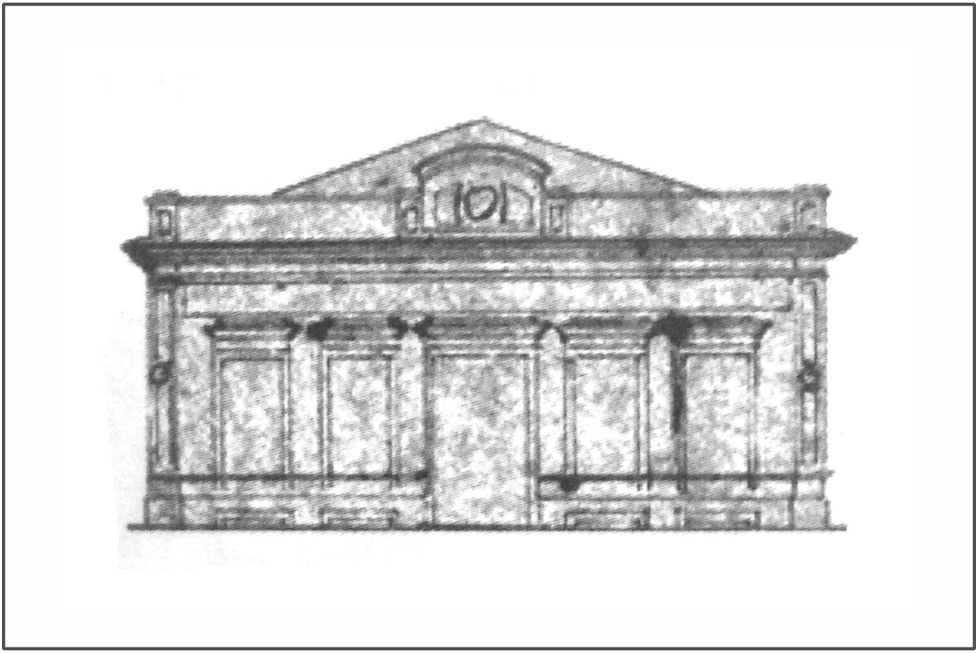 Исходный "образцовый" проект в традиционной для 1870-х стилистике провинциального классцизма