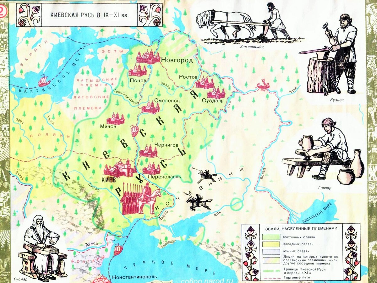 Карта древней руси 12 века с городами