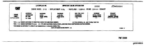 Рис. 1 Типичная наклейка о сертификации двигателя на соответствие состава выхлопных газов нормативам EPA/EU (на английском языке).