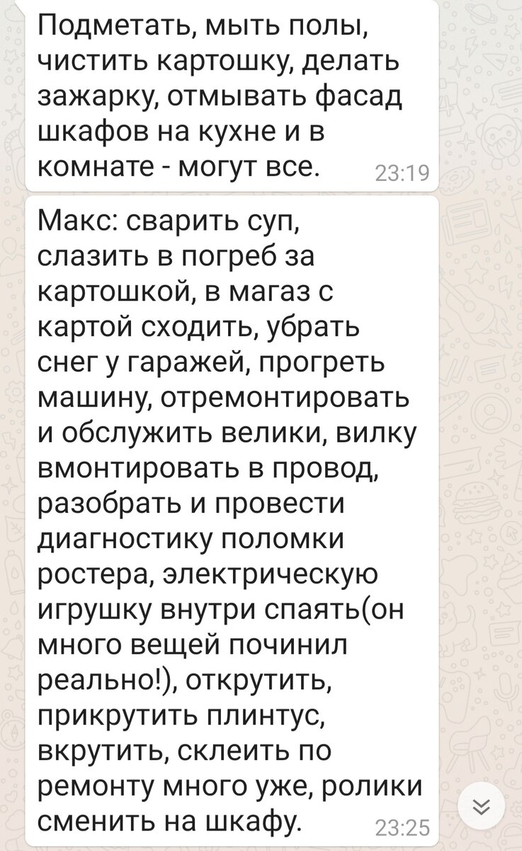 Из переписки с мамой 6 детей. Скрин автора.