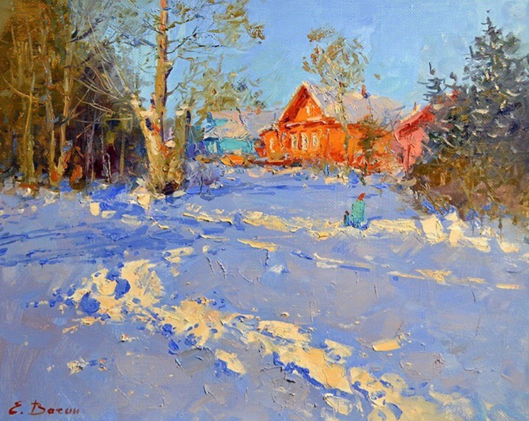 Фотография картины Е. Вагина "Январский снег" (из открытых источников)