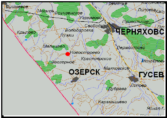 Карта Озерского района. Поселок Карамышево.