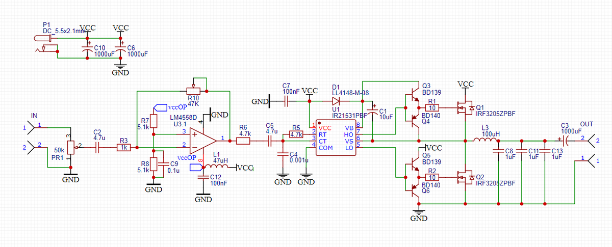 Мой вариант схемы под однополярное питание