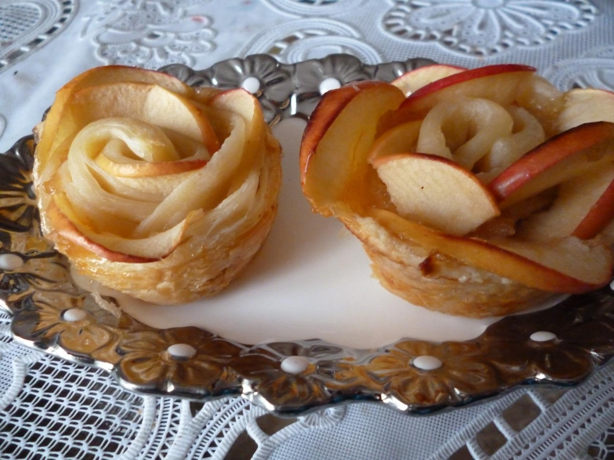 Яблочные розочки из слоёного теста, пошаговый рецепт с фото от автора babich5
