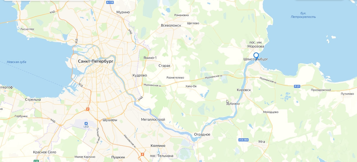 Расположение Шлиссельбурга | Яндекс карты