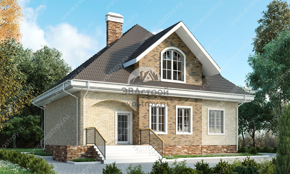 Проект двухэтажного дома 303 м2 с цокольным этажом, кабинетом, балконом и террасой - KVR-103