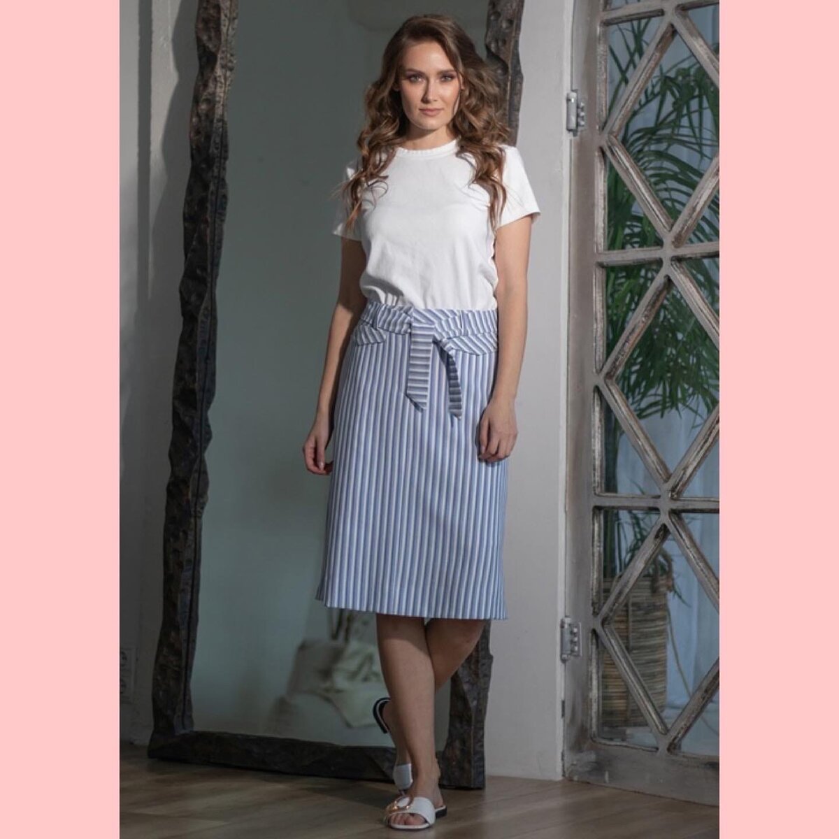 Юбка женская 1005-0554 (белый с голубым)