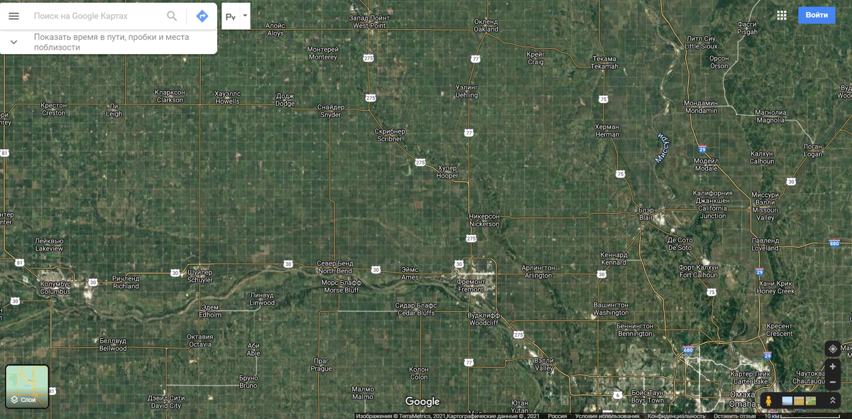 Гугл-карты, Небраска