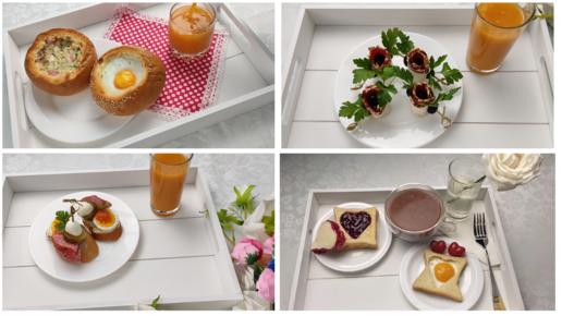 разнообразные блюда для завтрака на столе