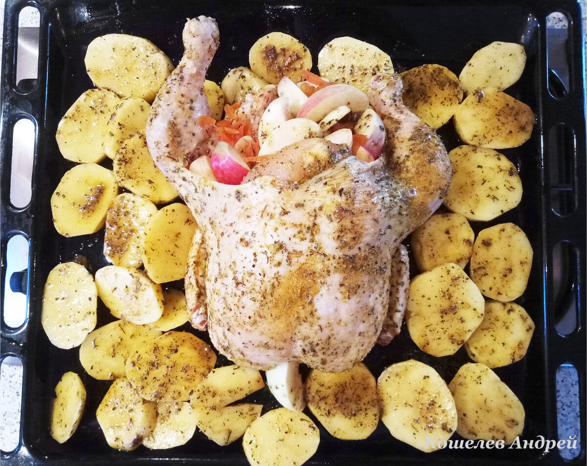 Курица с картошкой, запеченная в духовке - рецепт с фото от Магги