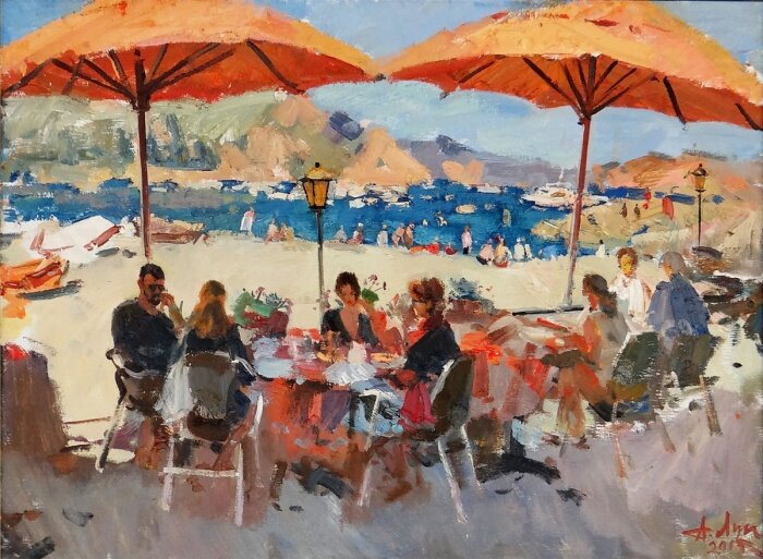 3. Лукаш Анатолий. Холст. «Бархатный сезон». Изображение отсюда: art-katalog.com