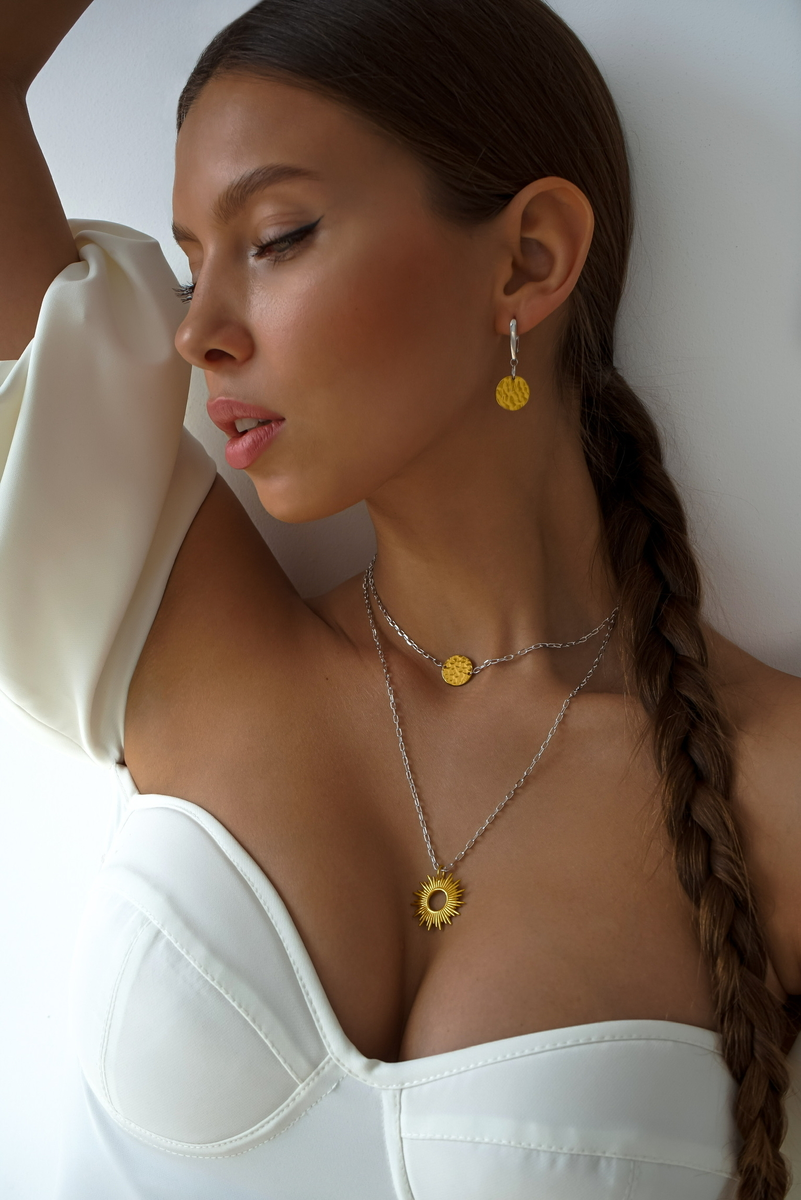 Серебряное колье "Helios" с позолотой