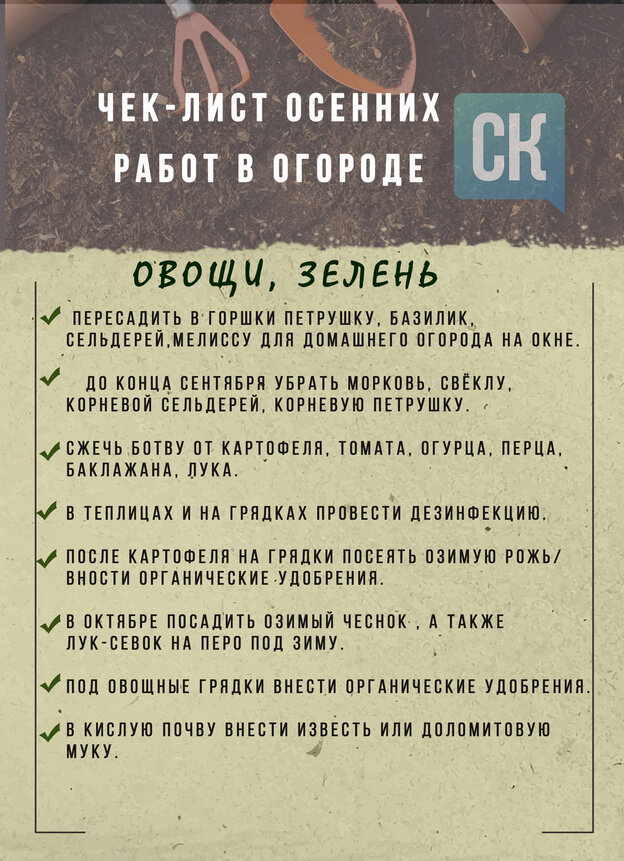    Чек-лист осенних работ в огороде