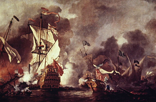Вильям ван де Вельде. Нападение пиратов на английский корабль.