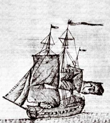 Армянский торговый корабль в Индийском Океане (гравюра)