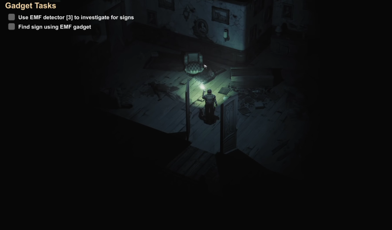 Несмотря на вид сверху, игра может Вас не слабо так напугать, так что имейте ввиду! Наша задача на месте расследовать причины паранормальной активности, найти предметы и при необходимости ликвидировать угрозу, в принципе вначале разработчики заботливо включили стандартное обучение, в ходе которого мы поймём механику игры!   