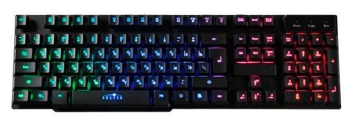 Мембранная игровая клавиатура от китайского производителя Oklick отличается полным минимализмом. Перед нами лишь металлическая пластина, на которой размещено 104 стандартных клавиши. Они находятся в подвешенном состоянии – это и выглядит красиво, и пыль не скапливается. На дне расположился блок управления, выполняющий одновременно роль подножек – клавиатура всегда находится под небольшим углом к поверхности, на которой стоит. Провод длиной 1,6 метра, без оплетки, с USB разъемом на конце. Масса всего этого добра 915 грамм, что не позволяет клавиатуре скользить по столу. 
Помимо стандартного набора клавиш имеются лишь кнопки Fn и управления подсветкой. Раскладка очень комфортная, с длинными «шифтами», двухэтажным Enter. Мультимедийные клавиши совмещены с F1-F12. Подсветка имеет 3 RGB-режима и два варианта свечения: постоянный или пульсирующий. К сожалению, выбрать один цвет нельзя. Также отметим, что некоторые пользователи сообщают об эпизодическом несрабатывании "пробела" спустя пару лет использования. Но, судя по немногочисленности подобных отзывов, это единичный производственный брак.

