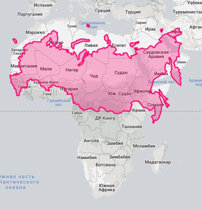 Карта размеры стран по площади