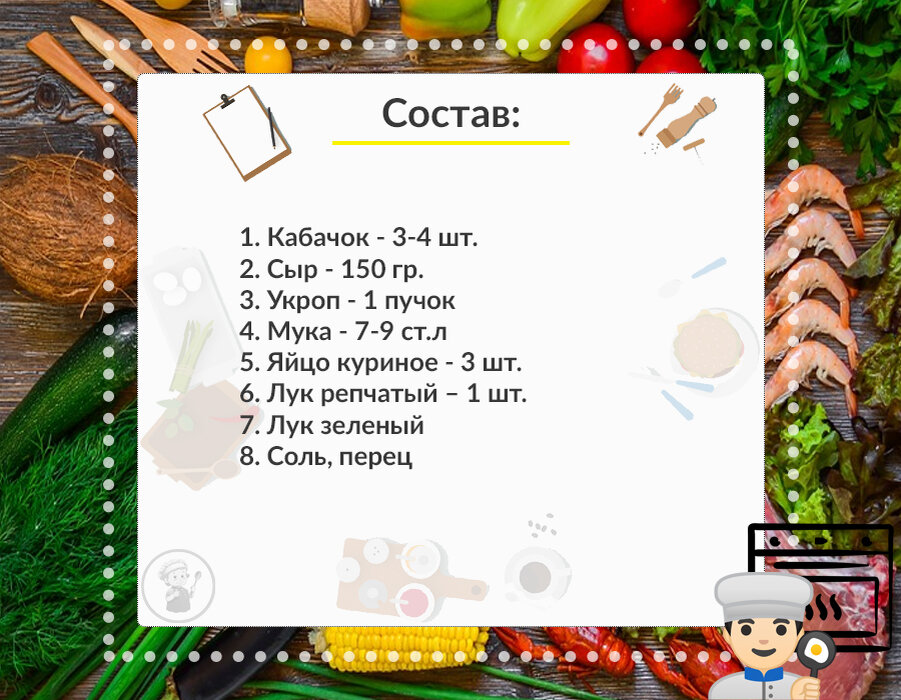 Состав оладьи из кабачков