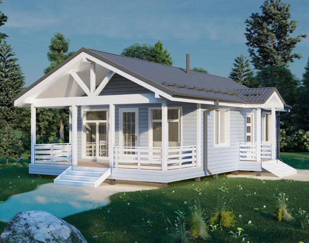 Мне всегда нравились домики в финском стиле. С белыми большими окнами и просторной террасой. 